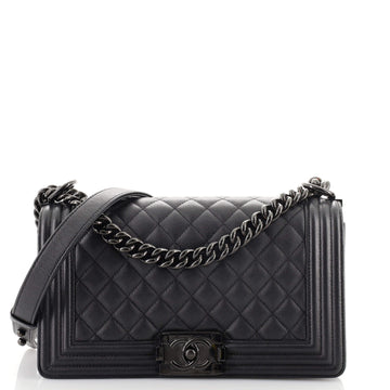 Chanel So Black Boy Flap Bag Quilted Caviar Old Medium