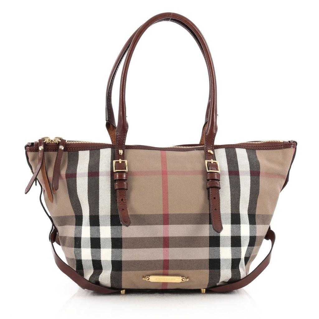 Burberry Beige/Tan House Check Canvas and Leather Small Bridle Salisbury Tote  Burberry