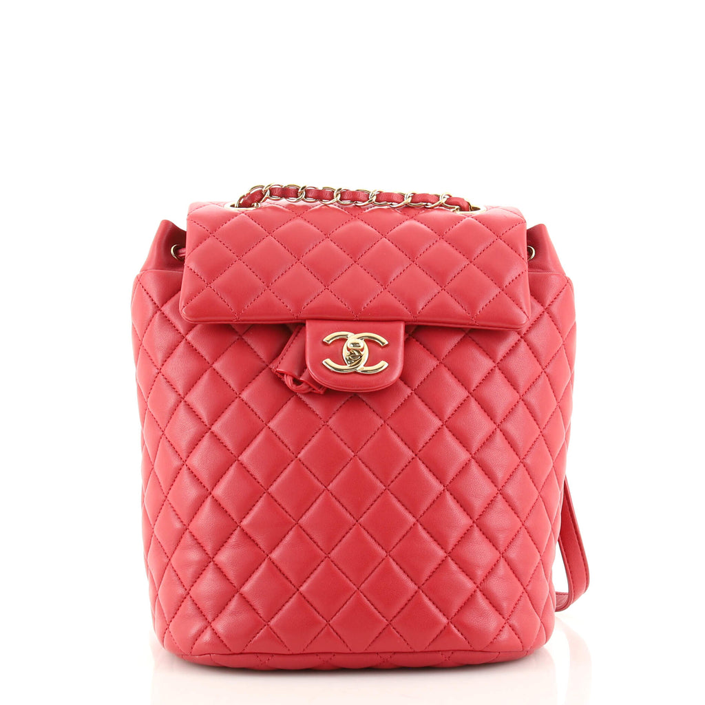 Chanel Urban Spirit Backpack Quilted Lambskin Large Red 1682934