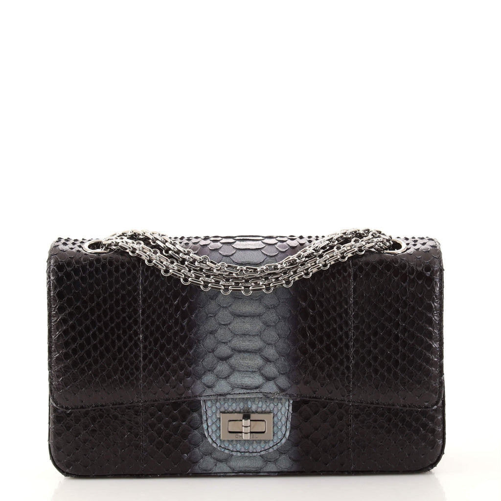 Chanel Limited Edition Iridescent Blue Quilted Python 2.55 Reissue