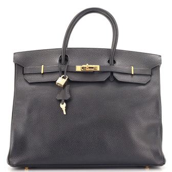 Hermes Birkin Handbag Black Ardennes with Gold Hardware 40