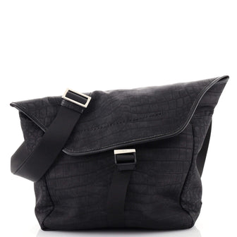 Fendi Buckle Messenger Crocodile Print Nylon Large