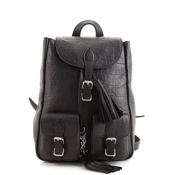 Saint Laurent Festival Backpack Crocodile Embossed Leather Small