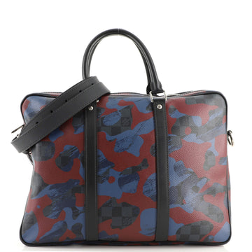 Louis Vuitton Porte-Documents Voyage Briefcase Limited Edition Camouflage Damier Cobalt PM