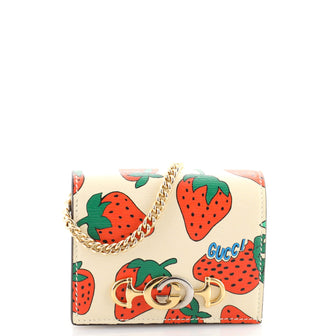 Gucci Zumi Chain Card Case Printed Leather