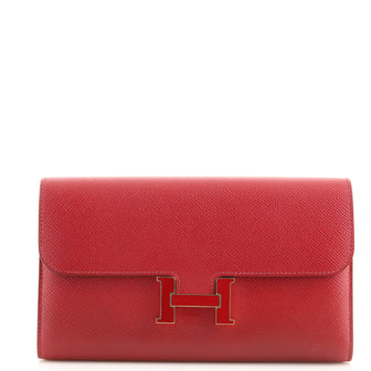 Hermes Constance Wallet Epsom Leather Gold Hardware In Red