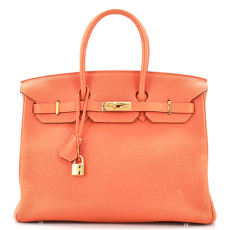 Hermes Birkin Handbag Orange Togo with Gold Hardware 35