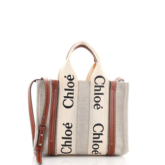 Chloe Woody Tote Canvas with Leather Small