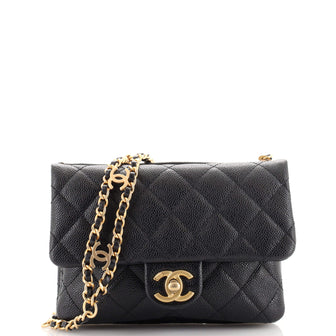 Chanel Pick Me Up Logo Chain Belt Bag Quilted Caviar