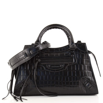 Balenciaga Neo Classic City Bag Crocodile Embossed Leather Small