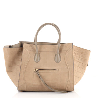 Celine Phantom Bag Crocodile Embossed Nubuck Medium