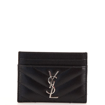 Saint Laurent Classic Monogram Card Holder Matelasse Chevron Leather