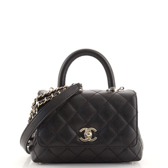 Chanel Coco Top Handle Bag Quilted Caviar Extra Mini