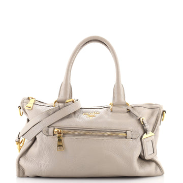 Prada Front Zip Convertible Satchel Vitello Phenix Medium