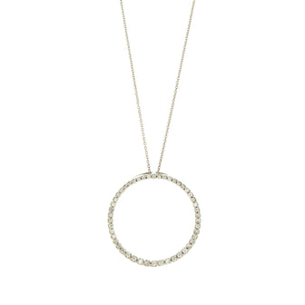 Roberto Coin Tiny Treasures Circle of Life Pendant Necklace 18K White Gold with Diamonds Medium