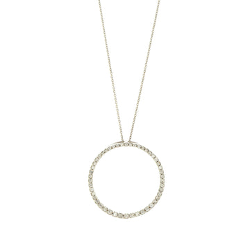 Roberto Coin Tiny Treasures Circle of Life Pendant Necklace 18K White Gold with Diamonds Medium