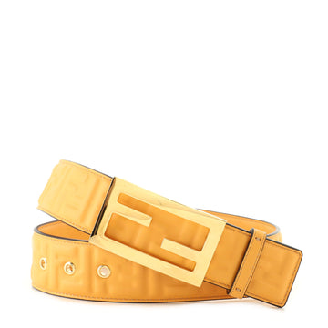 Fendi FF Buckle Belt Zucca Embossed Leather Wide