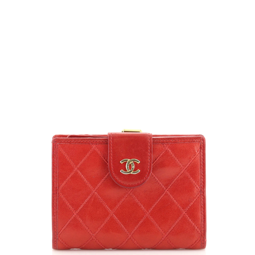 Red Quilted Tri-fold Wallet
