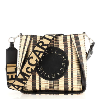 Stella McCartney Logo Crossbody Bag Striped Raffia Mini