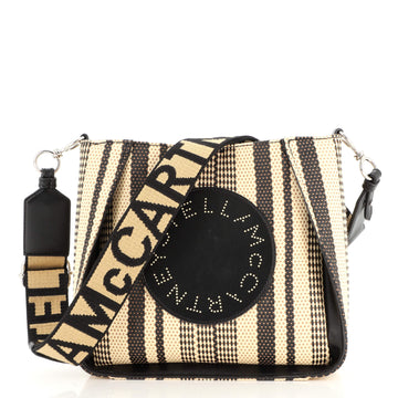 Stella McCartney Logo Crossbody Bag Striped Raffia Mini