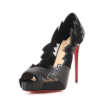Christian Louboutin Women's Explozina Pumps Leather with Patent, Suede and Mesh
