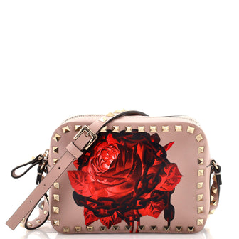 Valentino Rockstud Camera Crossbody Bag Printed Leather