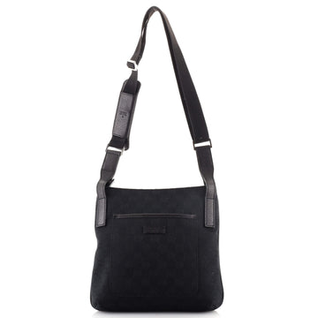 Gucci Vintage Flat Messenger Bag GG Canvas and Leather Small