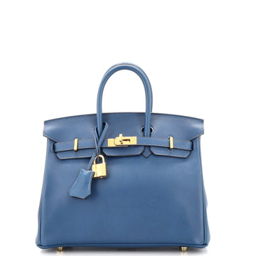 Hermes Birkin Handbag Blue Swift with Gold Hardware 25