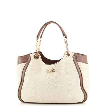 Salvatore Ferragamo Betulla Chain Tote Straw Medium