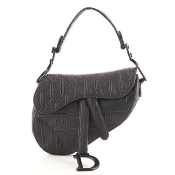 Christian Dior Saddle Handbag Oblique Embossed Calfskin Mini