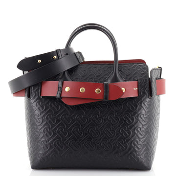 Burberry Belt Tote Monogram Embossed Leather Small