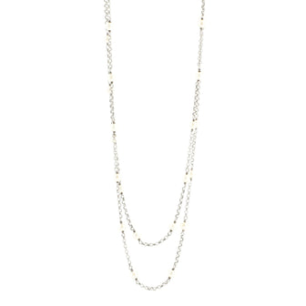 David Yurman Station Long Necklace Pearls with Sterling Silver