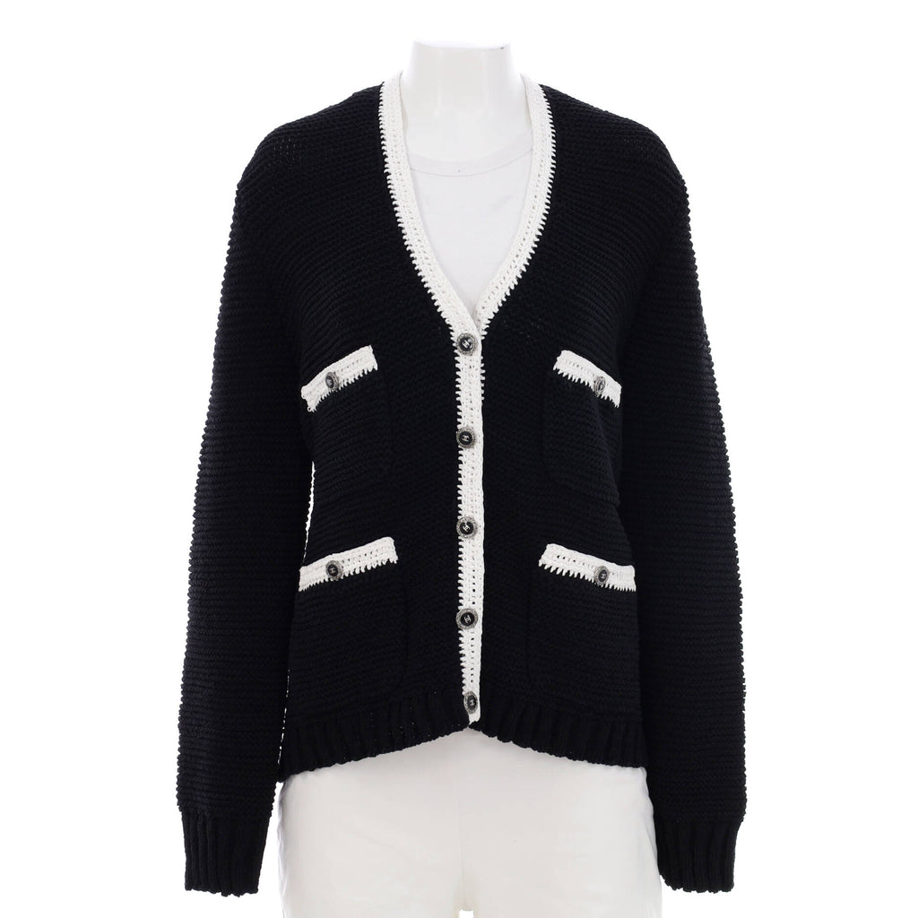 Chanel Women's CC Four Pocket Cardigan Sweater Cotton and Polyamide Black  1685901