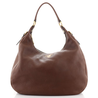 Prada Zippers Hobo Cervo Leather Medium