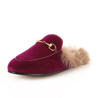 Gucci Women's Princetown Mules Velvet with Fur