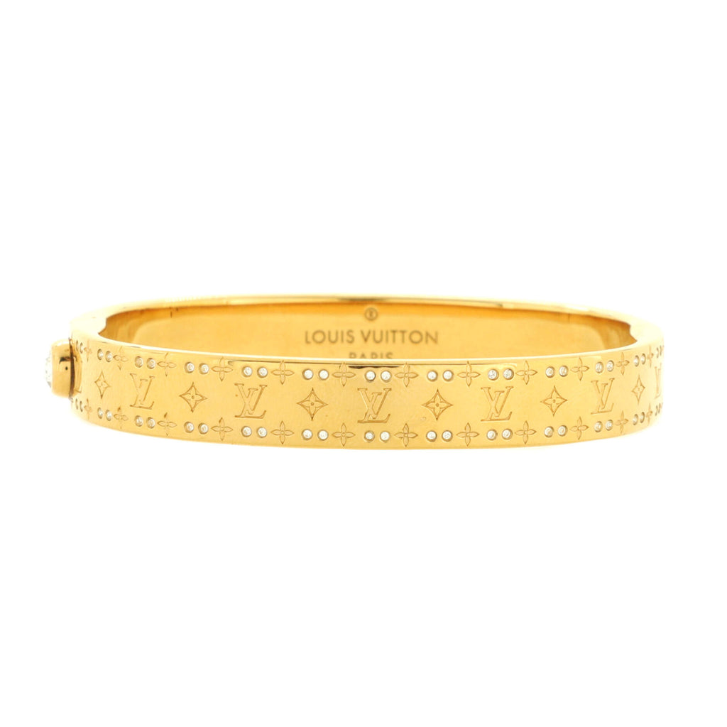 Louis Vuitton Nanogram Cuff Bracelet Metal with Strass Gold 1686081