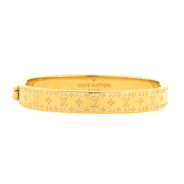 Louis Vuitton Nanogram Cuff Bracelet Metal with Strass Gold 1686081