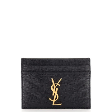 Saint Laurent Classic Monogram Card Holder Matelasse Chevron Leather