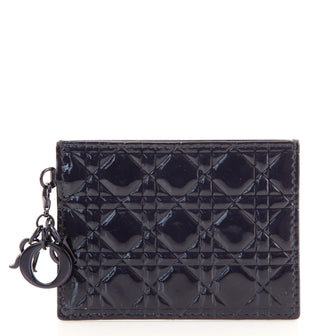 Christian Dior Lady Dior Card Holder Cannage Embossed Patent
