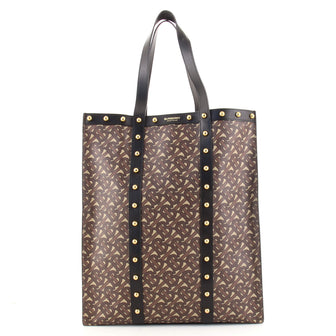 Burberry Portrait Tote Monogram Print E-Canvas with Studded Leather Medium