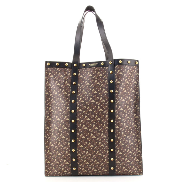 Burberry Portrait Tote Monogram Print E-Canvas with Studded
