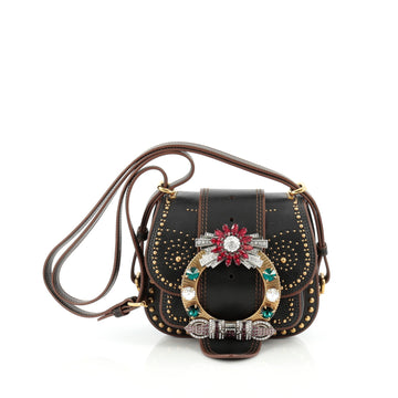 Miu Miu Dahlia Crossbody Bag Crystal Embellished Leather Small Black