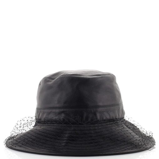 s.t.s　DIOR・TEDDY-Dボブハット☆59 Teddy-D Large Brim Bucket Hat with Veil Black Cotton Blend