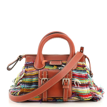 Chloe Fringe Front Pocket Tote Knit Cashmere with Leather Mini