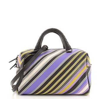 Bottega Veneta Convertible Boston Bag Striped Leather Small