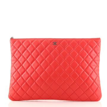 Chanel O Case Clutch Quilted Lambskin Large