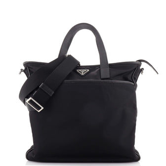 Prada Zip Convertible Shopping Tote Re-Nylon with Saffiano Leather Large