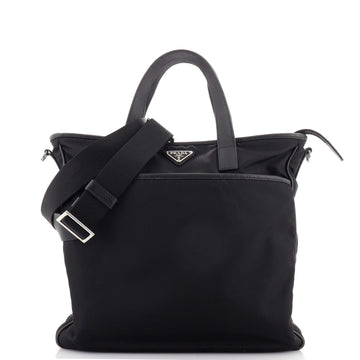 Prada Zip Convertible Shopping Tote Re-Nylon with Saffiano Leather Large