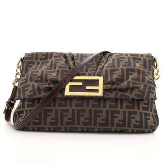 Fendi Mia Flap Crossbody Bag Zucca Canvas Medium