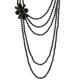 Chanel Multistrand  Collar Necklace Ruthenium with Beads and Resin
